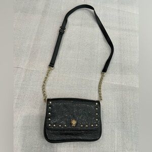 Guess Embossed Black Faux Leather Studded Crossbody Bag Jaguar